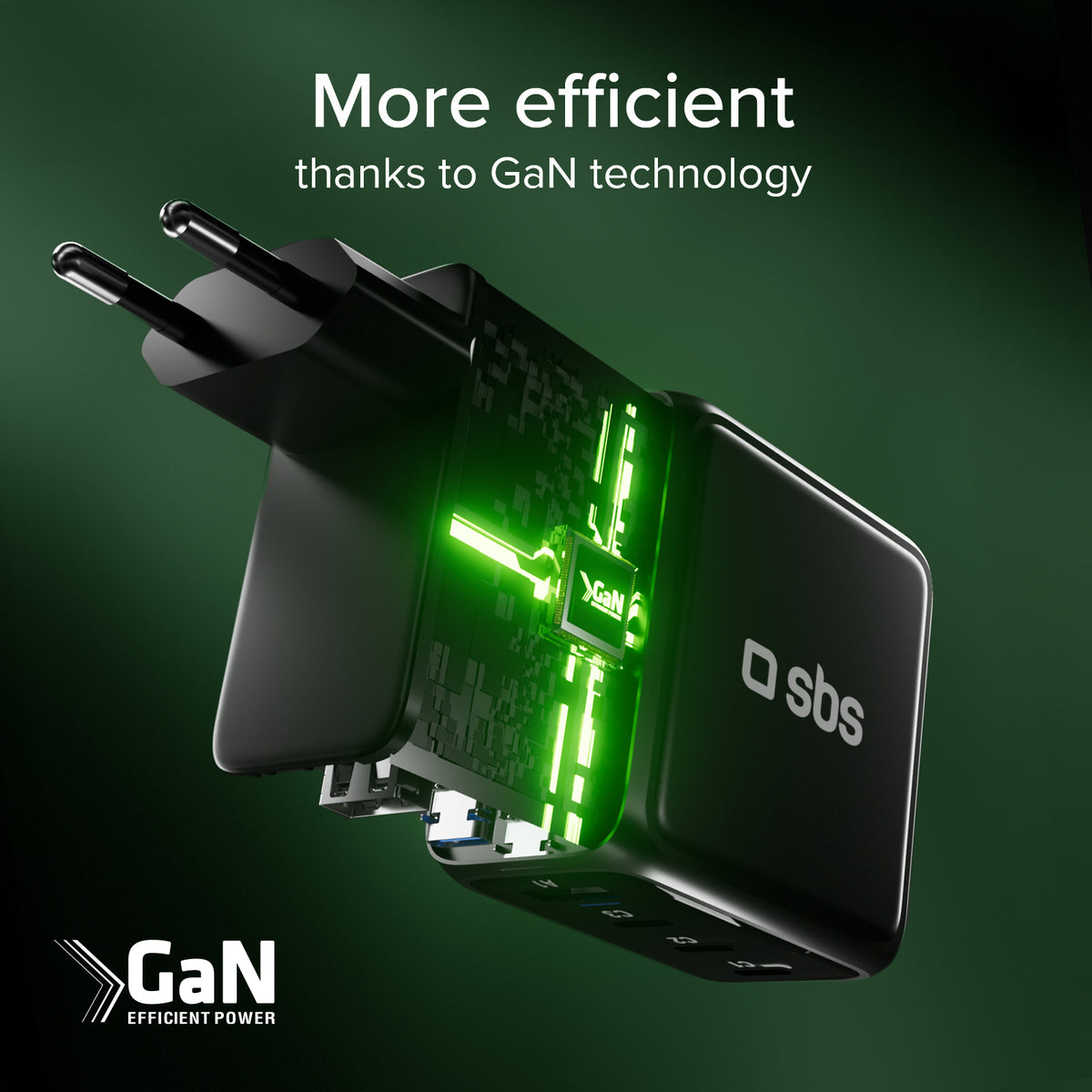100 W USB-C charger with TFT display and 4 ports to quickly charge smartphones, tablets, laptops