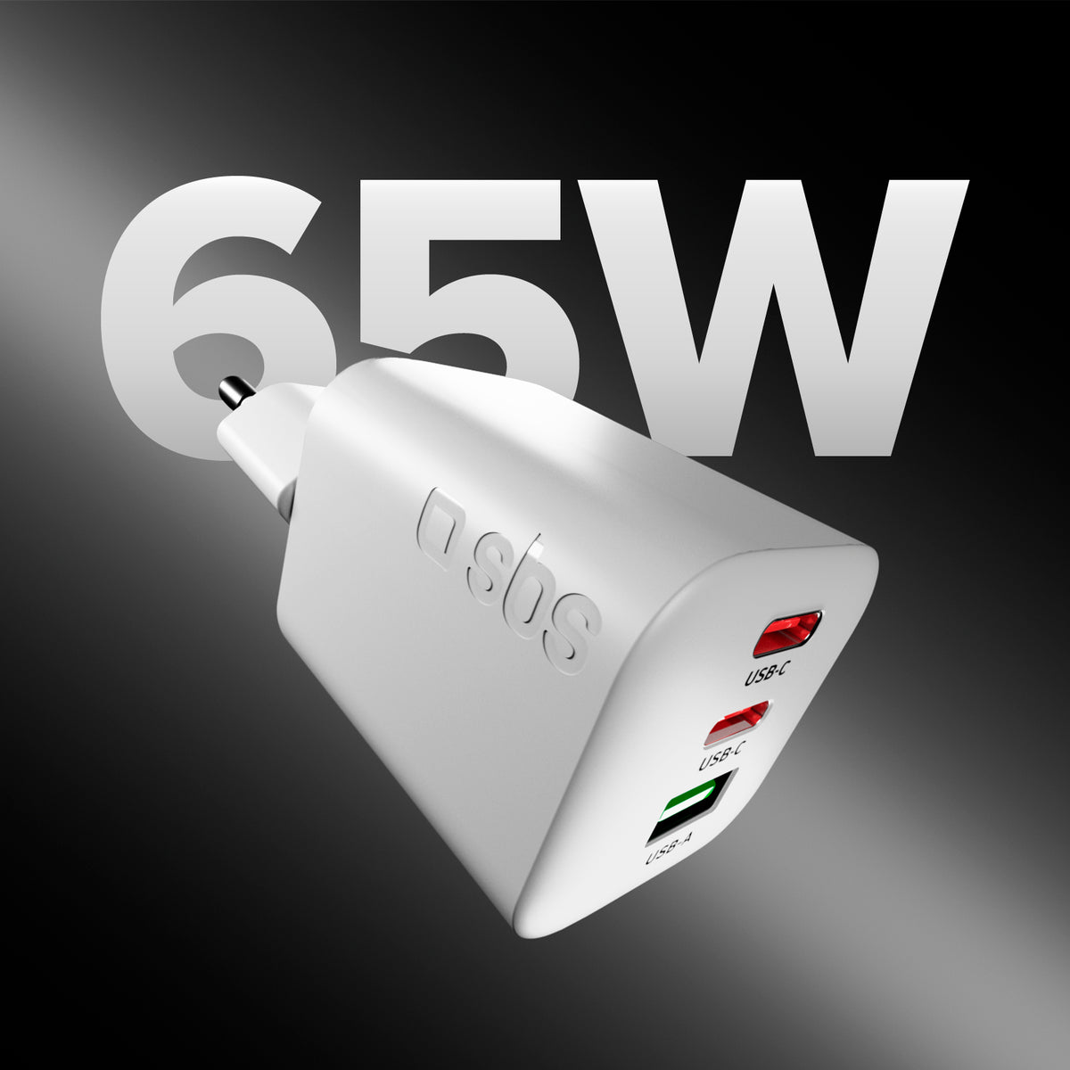 Chargeur GaN 65W avec 2 USB‑C PD + USB‑A