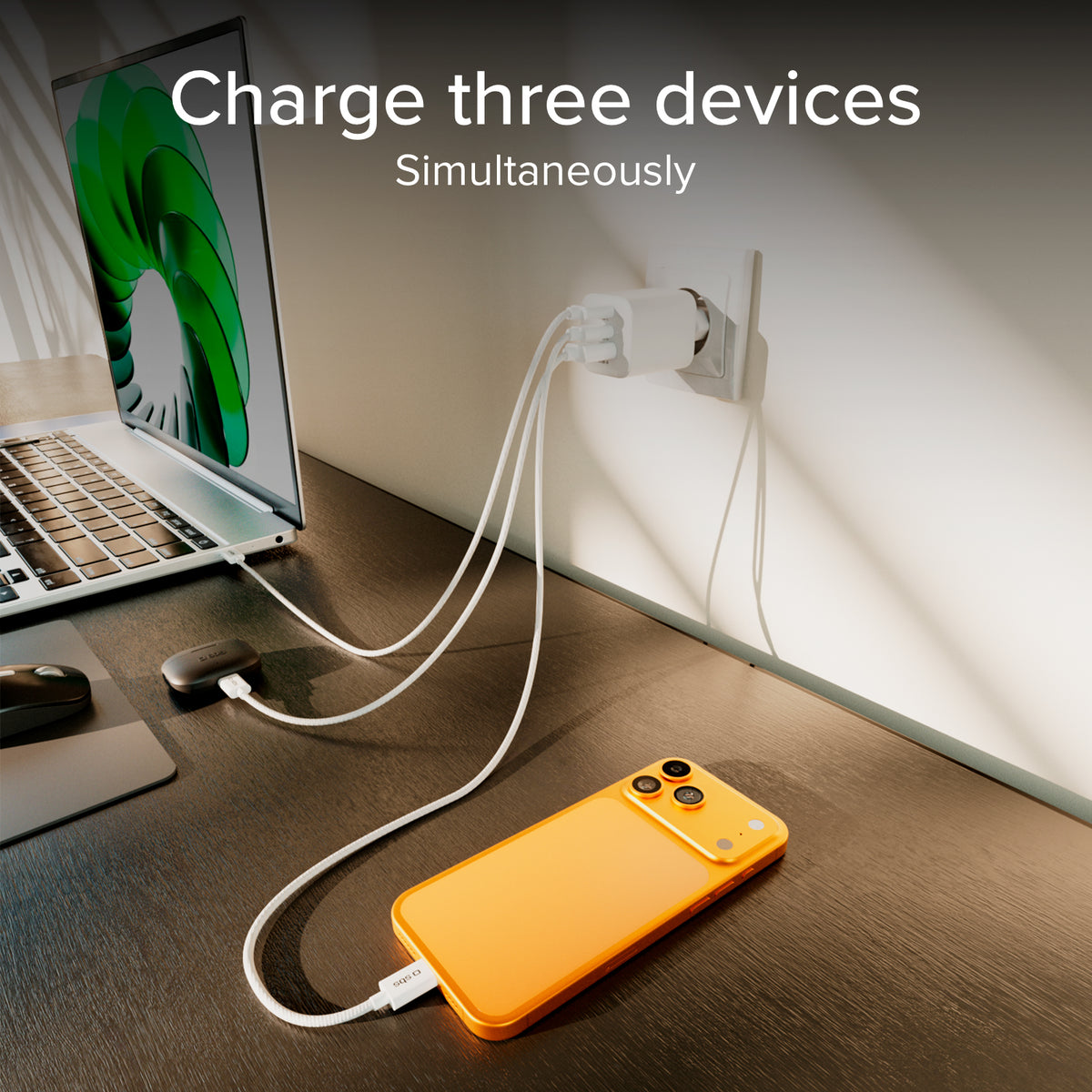Chargeur GaN 65W avec 2 USB‑C PD + USB‑A