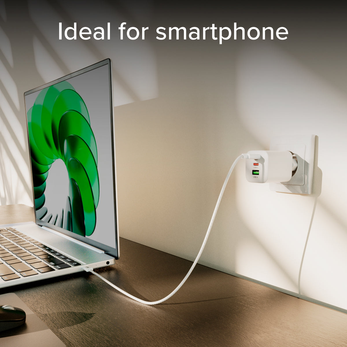 Chargeur GaN 65W avec 2 USB‑C PD + USB‑A