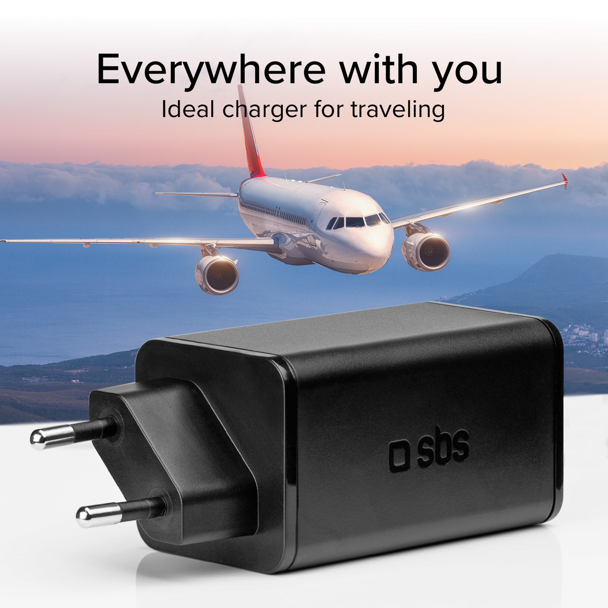 Chargeur GaN 65W USB‑C PD + USB‑A AFC