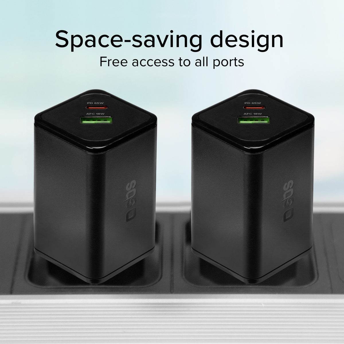 Chargeur GaN 65W USB‑C PD + USB‑A AFC