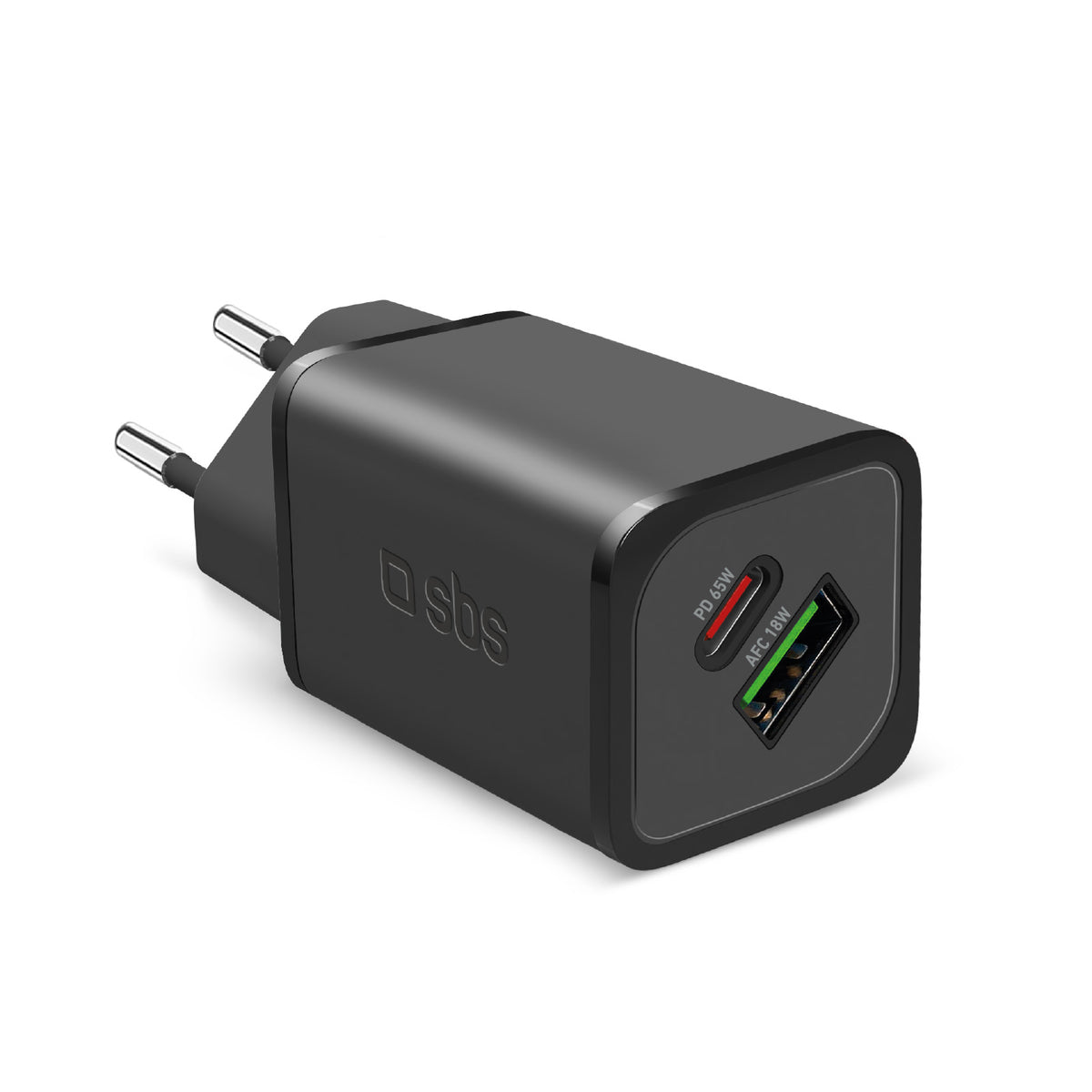 Chargeur GaN 65W USB‑C PD + USB‑A AFC
