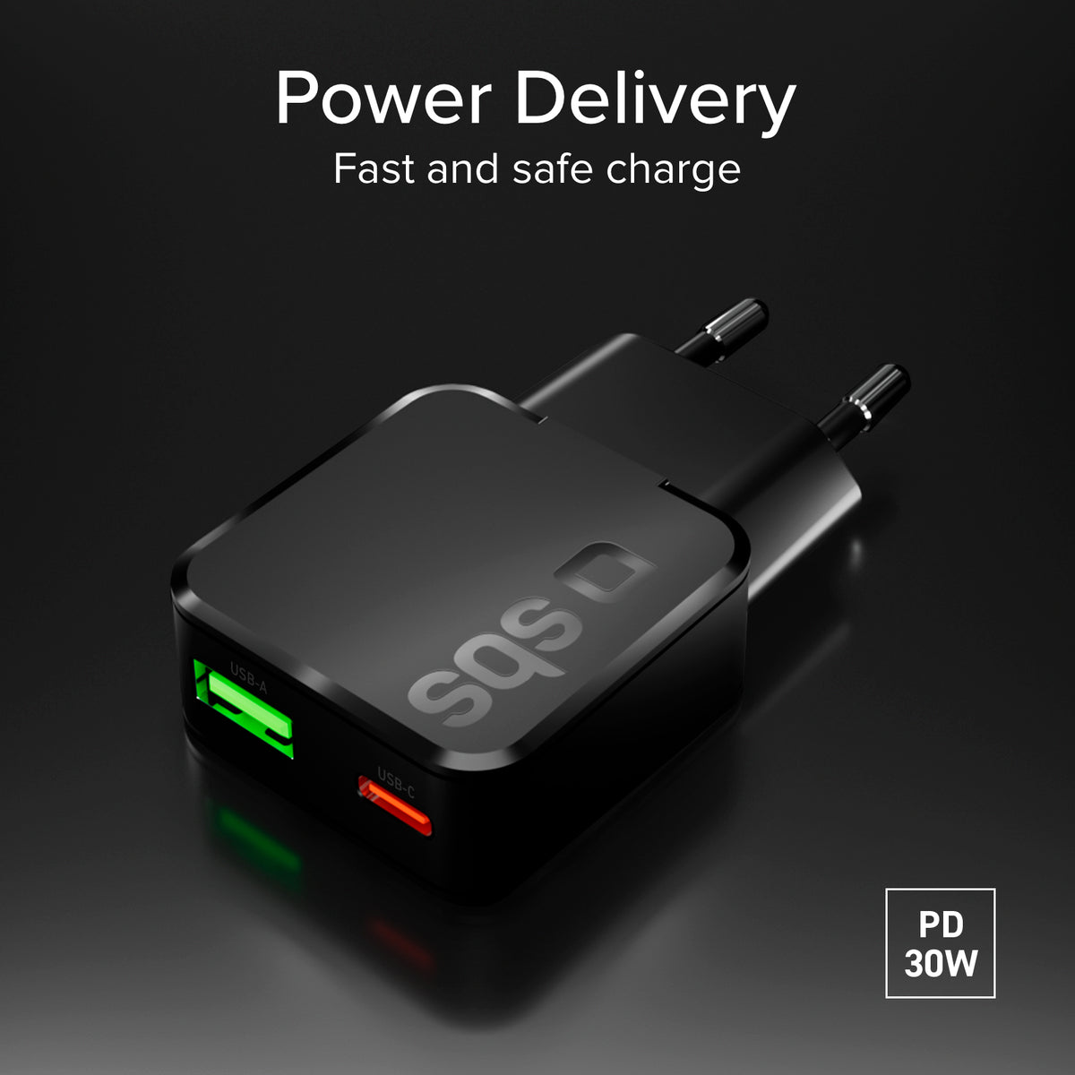 30W USB-C Power Delivery und USB-A Fast Charge Slim-Wandladegerät