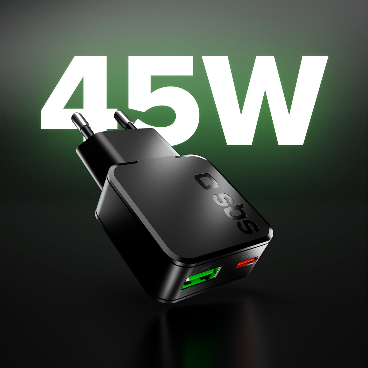 Chargeur mural ultra-mince USB-C de 45W avec double port