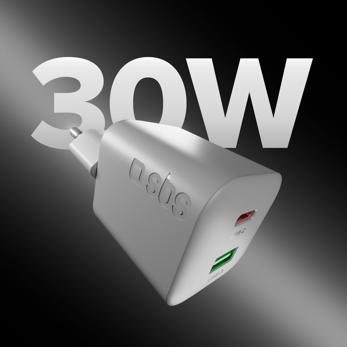 30W GaN Wandladegerät-Kit mit integriertem Power Delivery und 1,5 m USB-C-Kabel