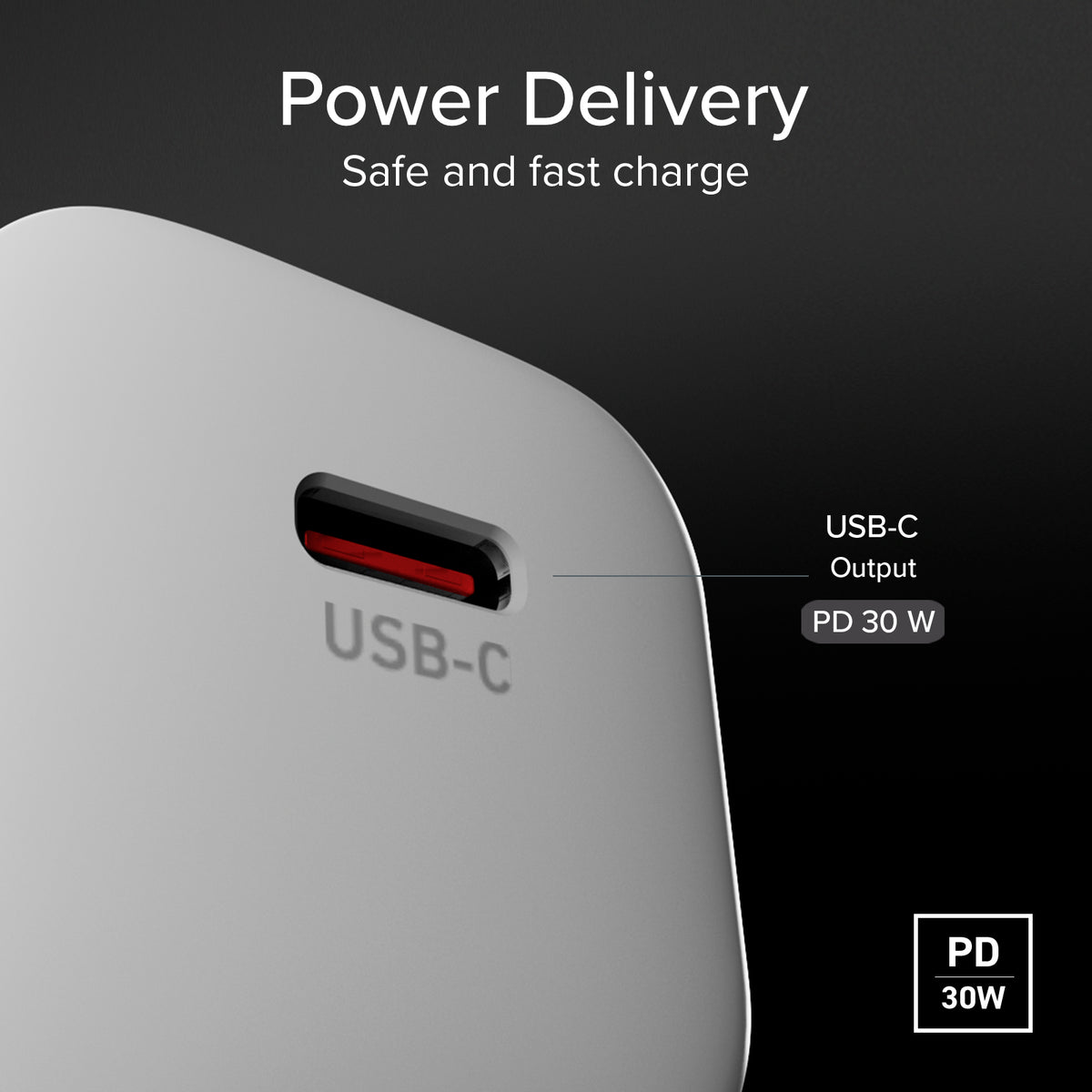 30W USB-C Power Delivery Charger Kit with 1.5 m USB-C Cable and Braided Fabric Covering