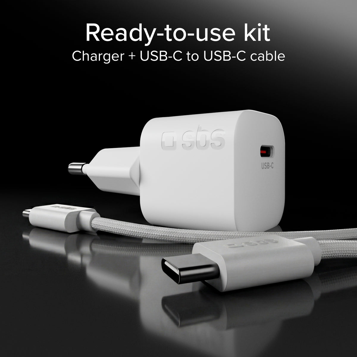 30W USB-C Power Delivery Charger Kit with 1.5 m USB-C Cable and Braided Fabric Covering