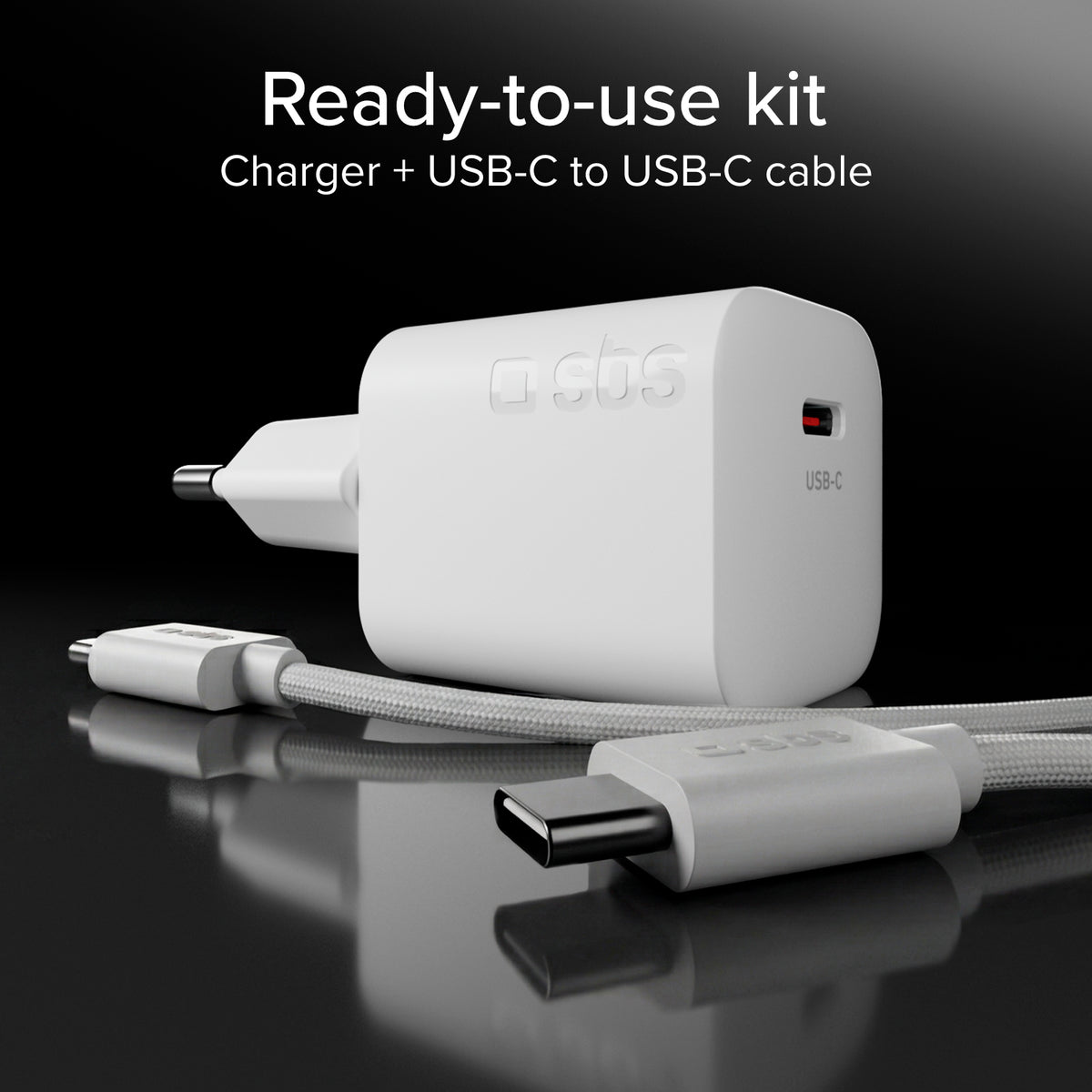 Charging Kit with 40W Wall Charger and 1.5 m Anti-Tangle Braided USB-C Cable