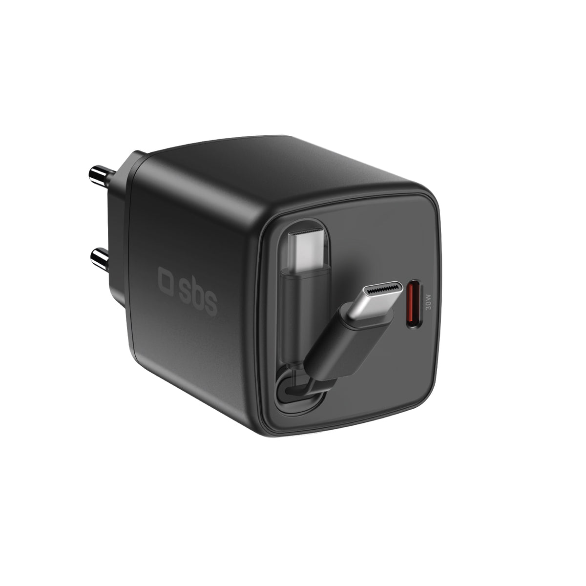 Chargeur GaN USB-C 30W avec câble rétractable
