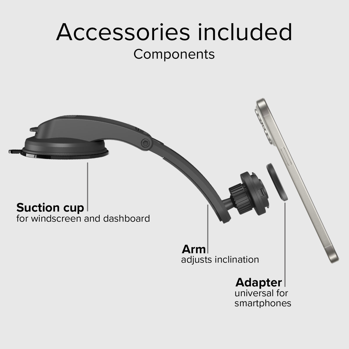 Soporte de coche para parabrisas o salpicadero con sistema de bloqueo LockPro