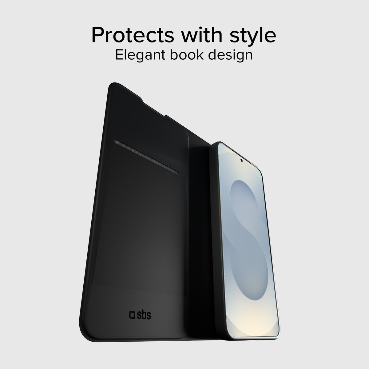 Custodia a libro con supporto stand e superficie soft touch per Samsung S25+