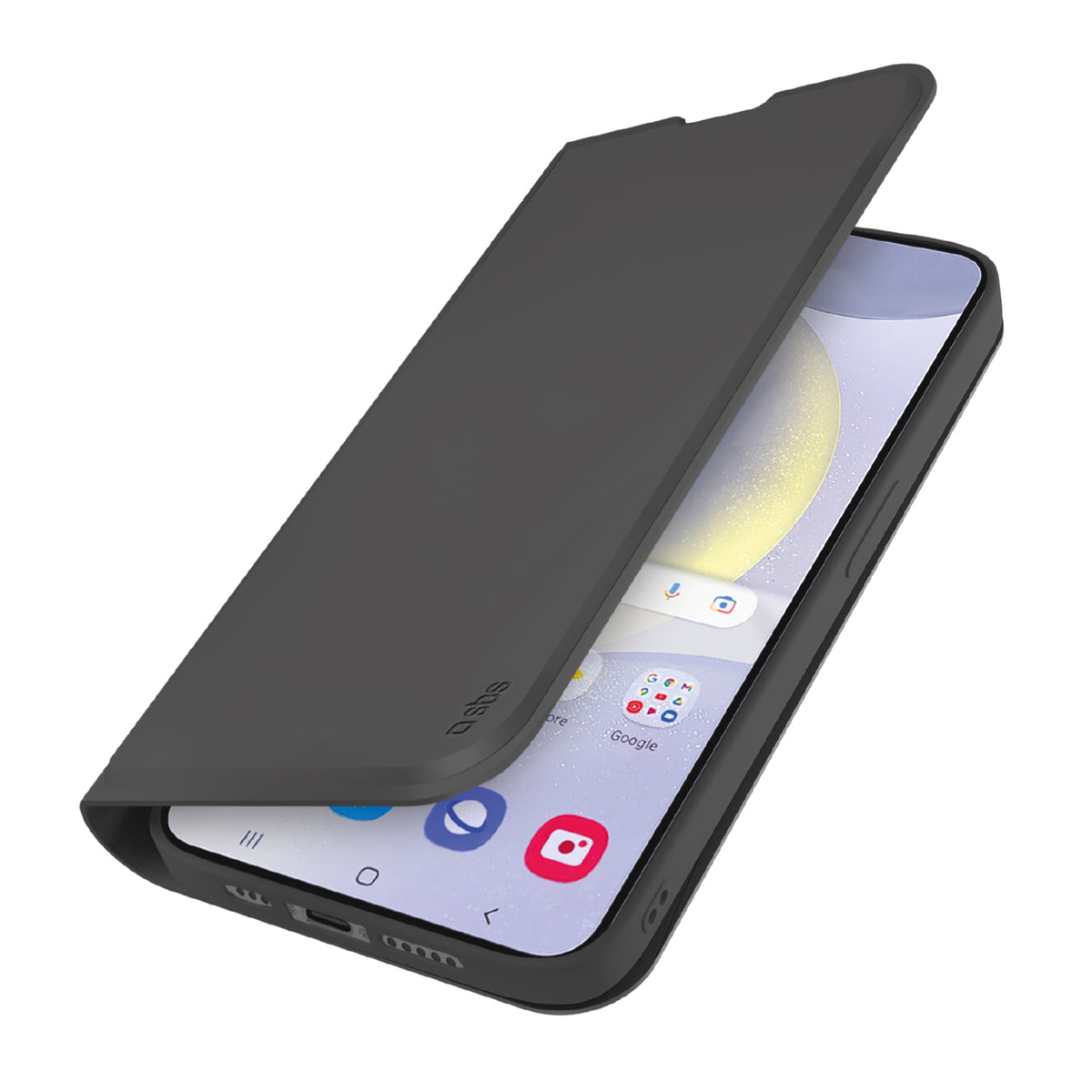 Custodia a libro con supporto stand e superficie soft touch per Samsung S25+