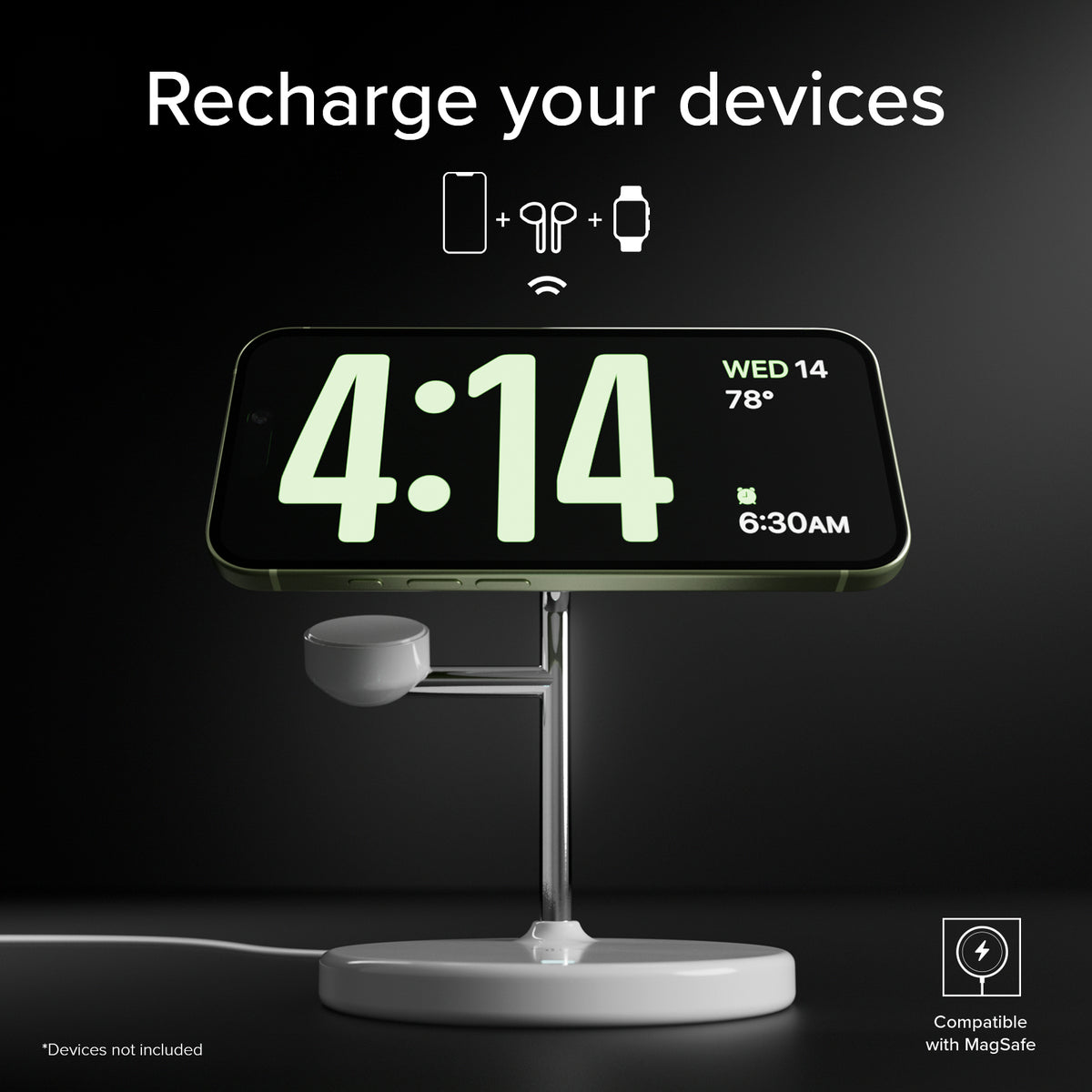 Stazione ricarica wireless Qi2 per cellulari, Apple Watch, auricolari wireless