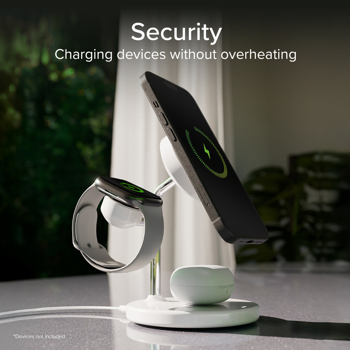 Stazione ricarica wireless Qi2 per cellulari, Apple Watch, auricolari wireless