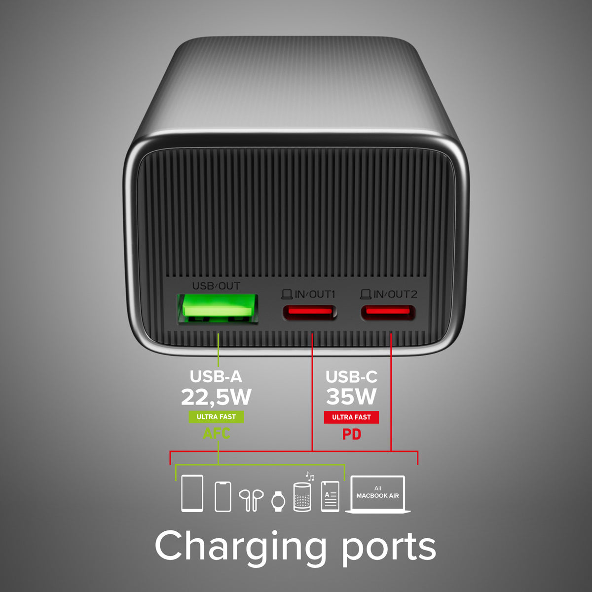 10,000 mAh LCD Power Bank with 35 W PD