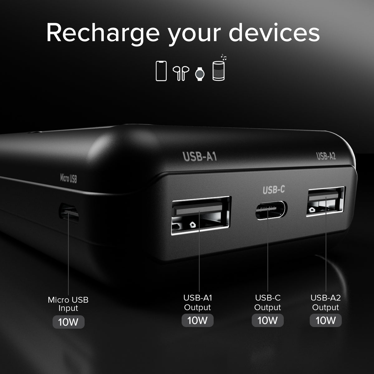 Power bank 10.000 mAh con pannello solare