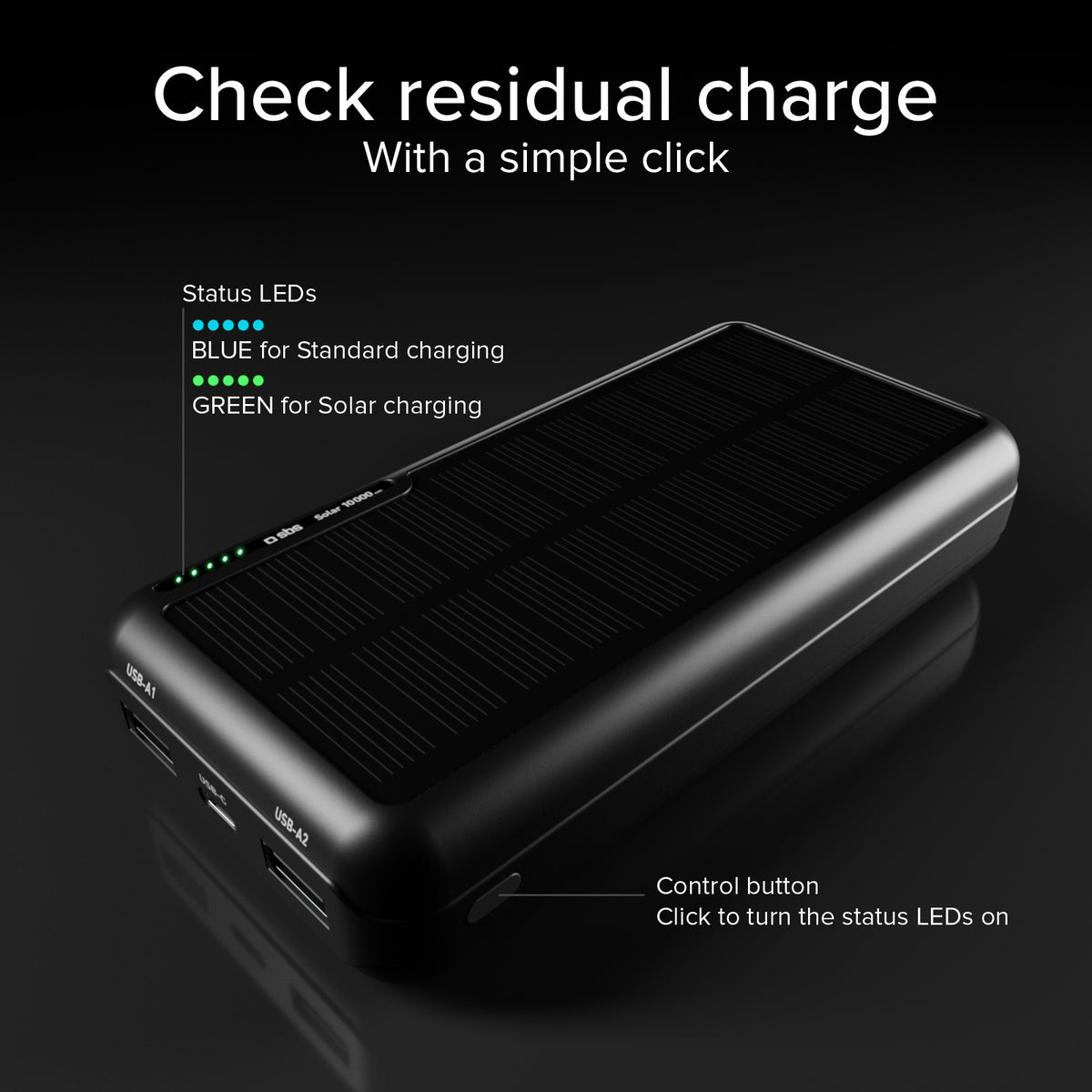 Power bank 10.000 mAh con pannello solare