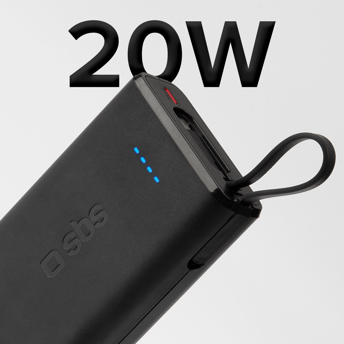 Power bank Power Delivery 20W 10000 mAh con cable USB-C integrado