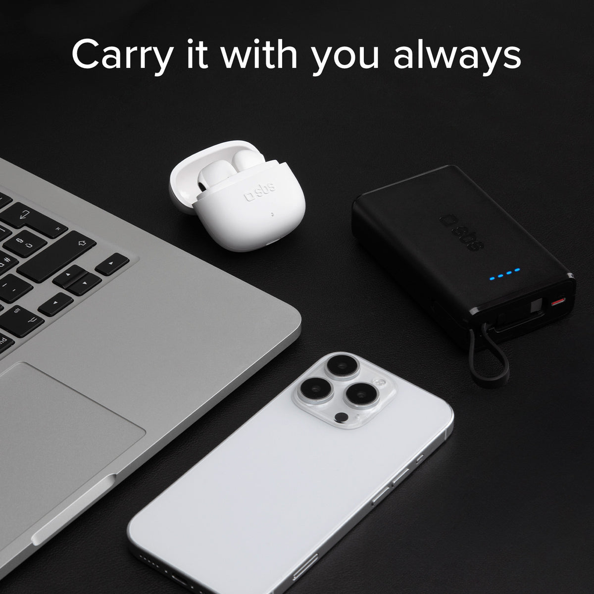 Power bank Power Delivery 20W 10000 mAh con cable USB-C integrado