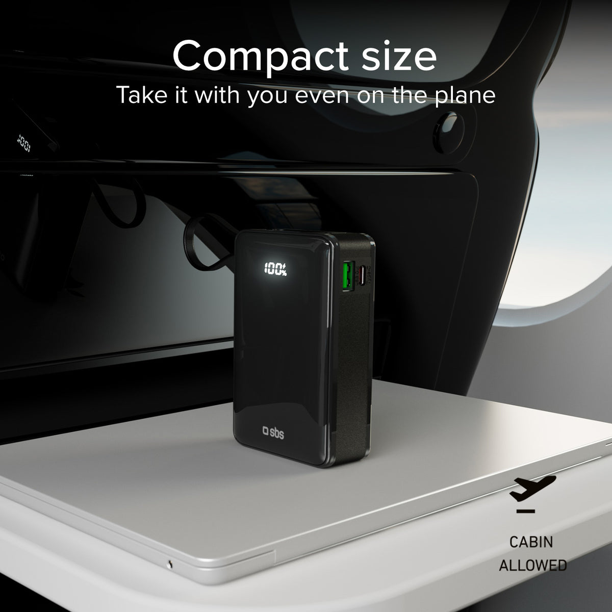 Batería externa de 20.000 mAh con cable USB-C integrado, 1 USB-C Power Delivery de 20 W y USB-A de carga rápida de 22,5 W