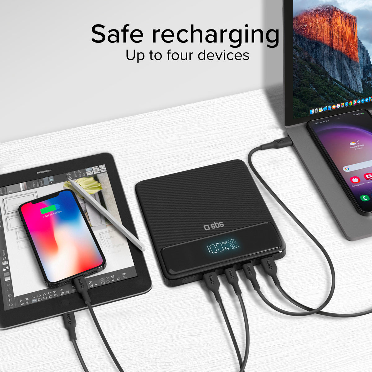 Power bank ultrafina de 20 000 mAh 100 W