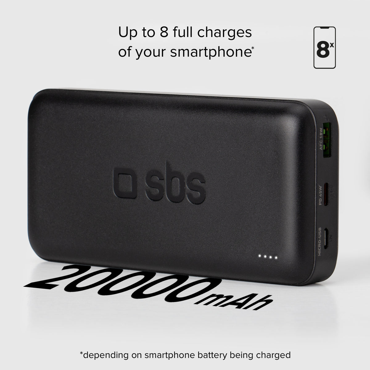 Power bank portatil de 20 000 mAh con Power Delivery de 45W