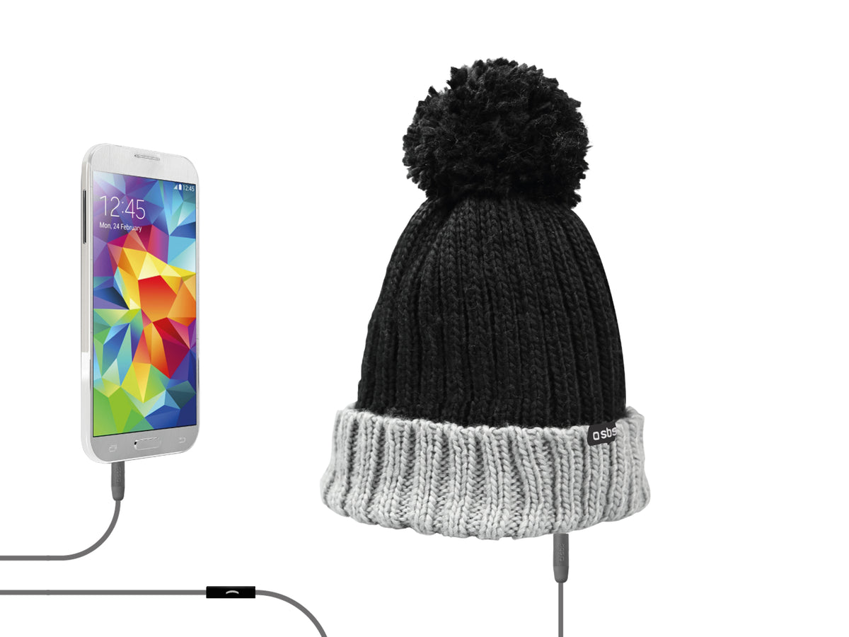 Gorro de invierno con auriculares y micrófono estéreo incorporados