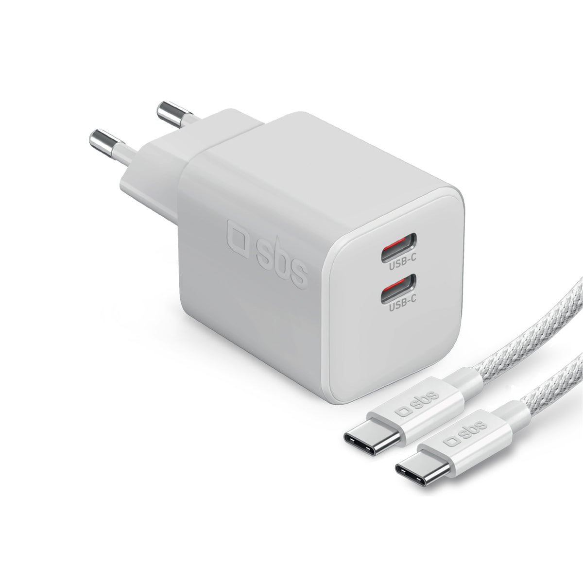 Lade-Kit für MacBook mit 100W Ladegerät mit zwei USB-C-Anschlüssen und verwicklungsfreiem Nylonkabel