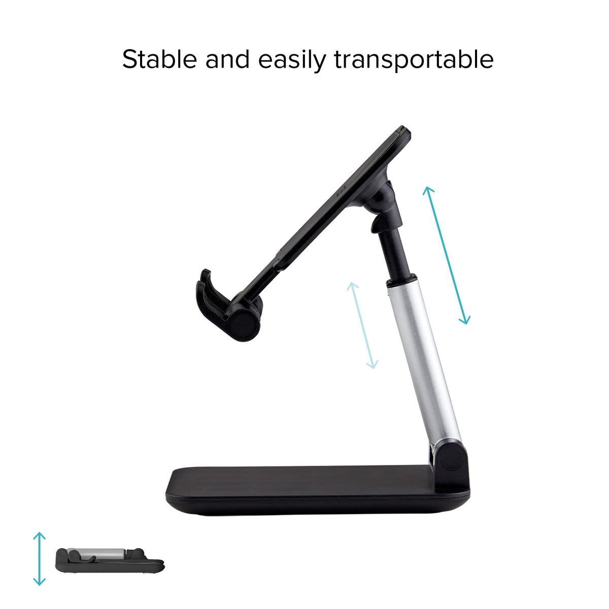 Soporte de mesa portátil para smartphones y tablets de hasta 12"
