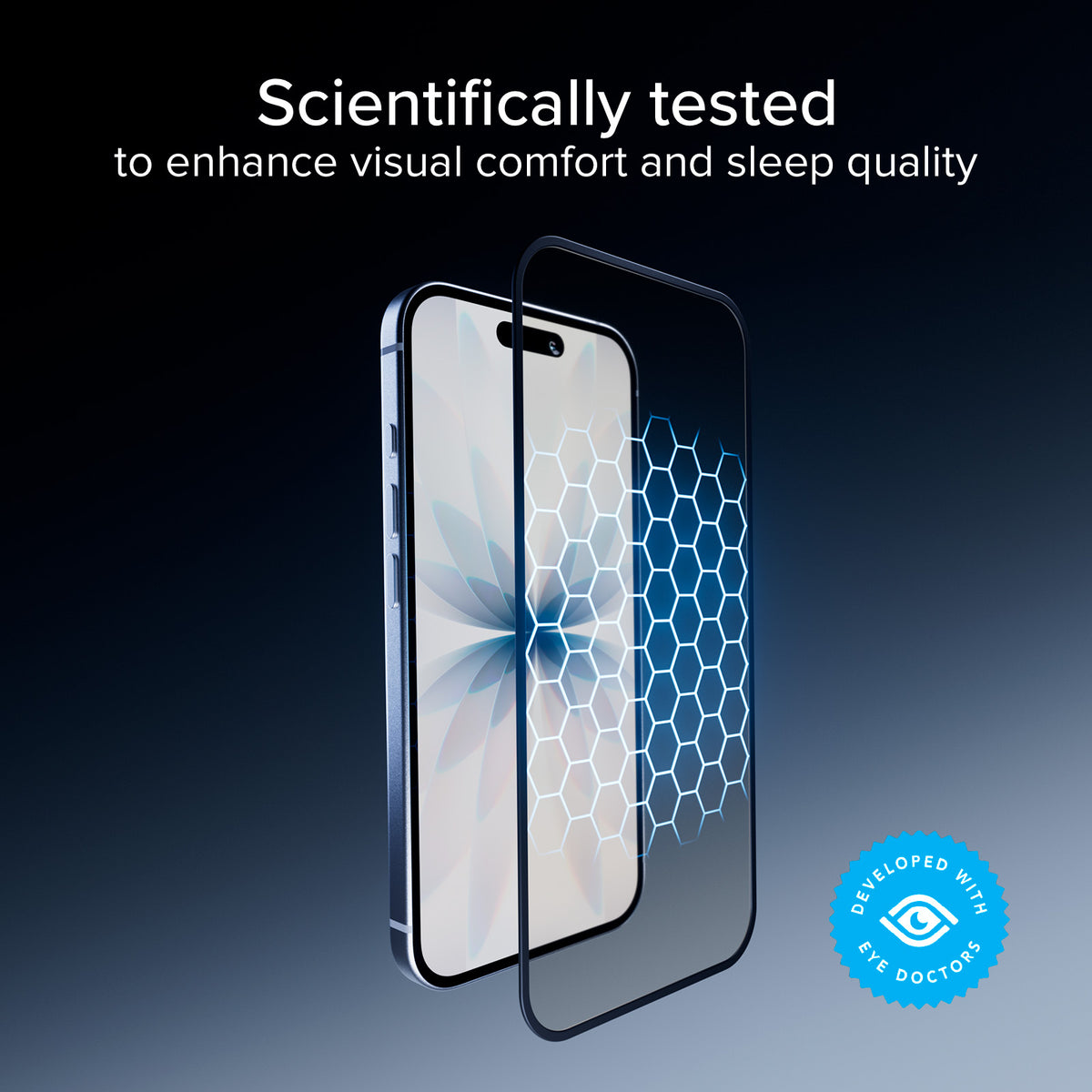 Full Cover Anti Blue Light Glass with Eyesafe® CPF60 technology for iPhone 17/16 Pro