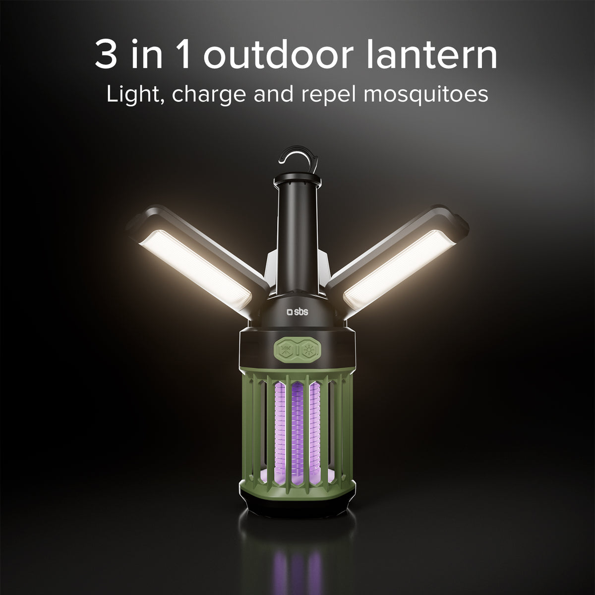 Outdoor lantern with 3000 mAh Power Bank and mosquito-repellent light