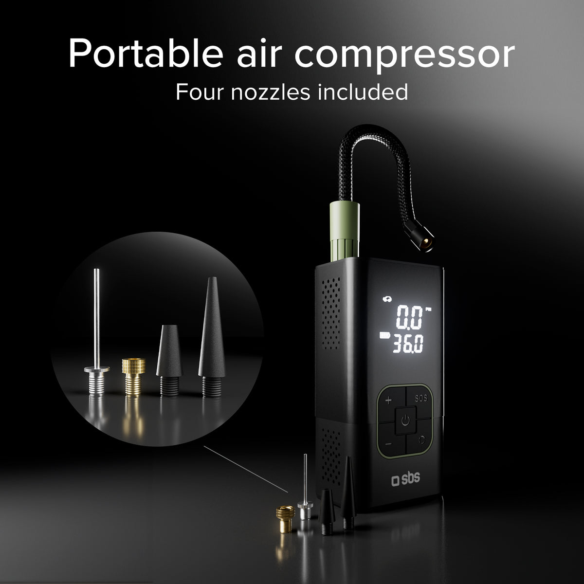  Compresseur portable 3600 mAh avec torche LED intégrée
