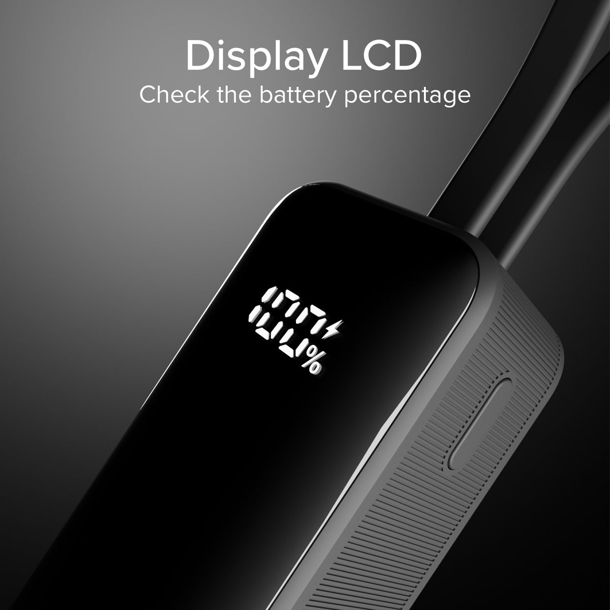 5000 mAh-Powerbank mit integriertem USB-C Kabel und Display