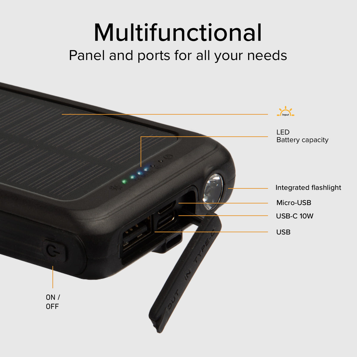 Powerbank solare 5000 mAh con ricarica wireless