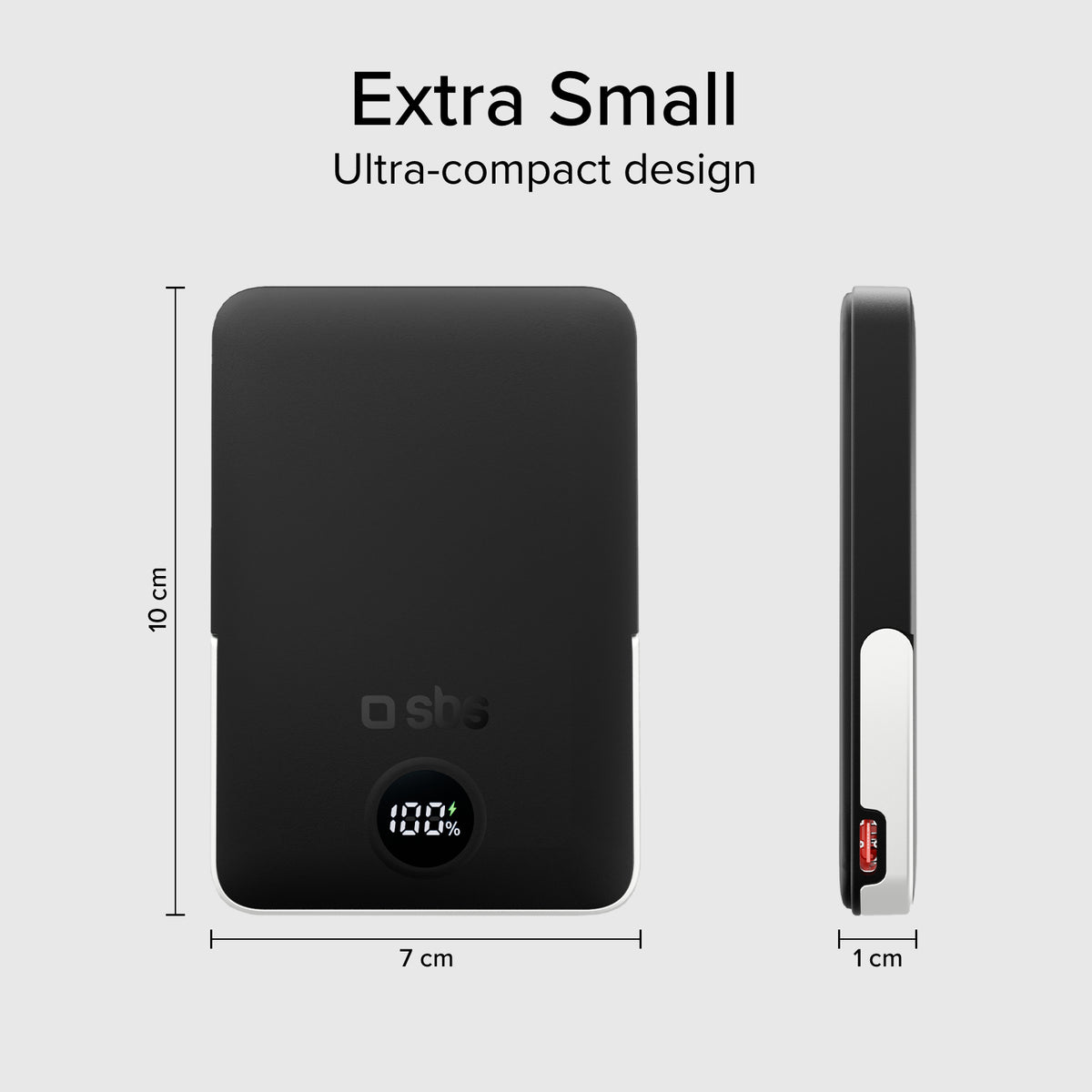 Power bank battery pack 5.000 mAh wireless con supporto stand integrato e LCD