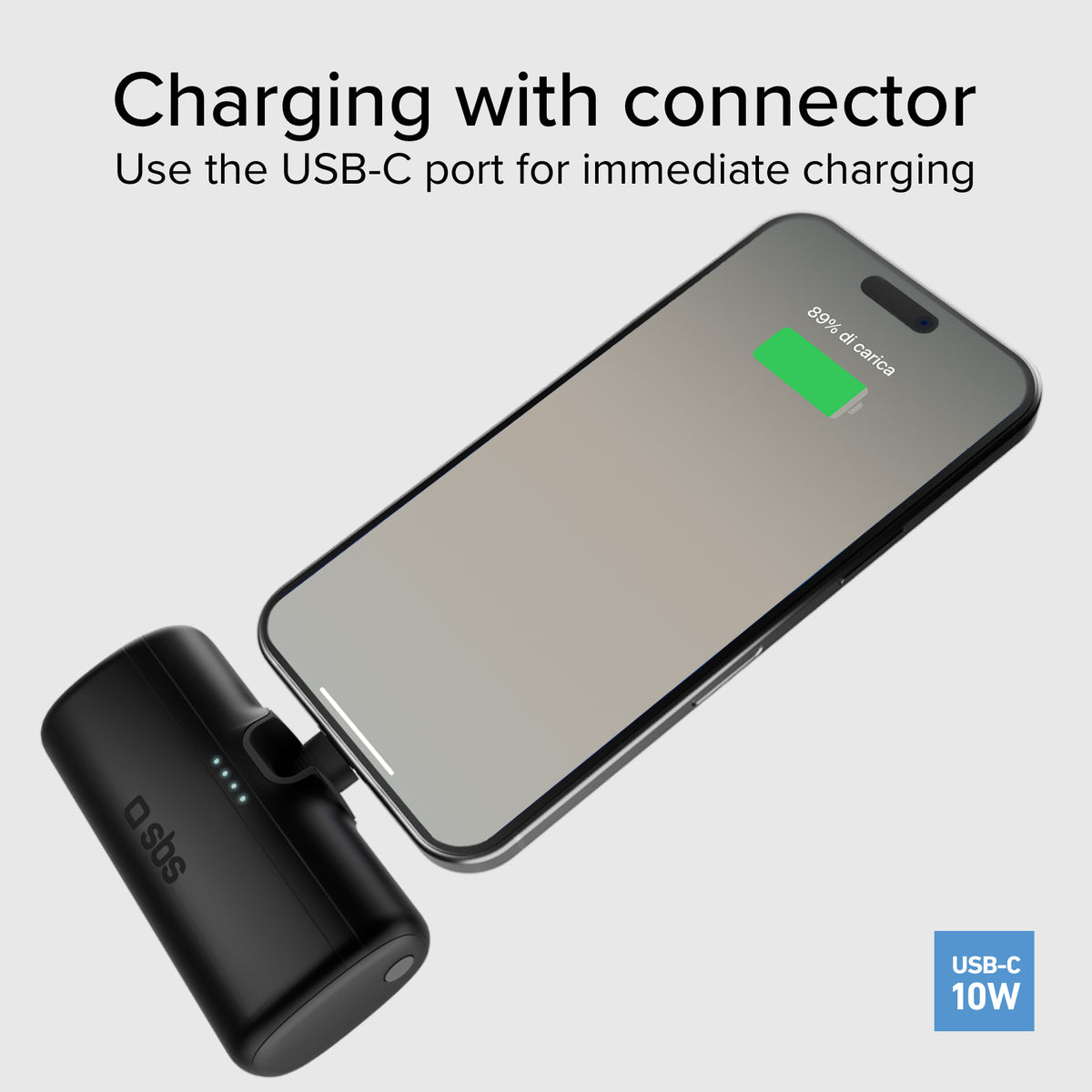 Powerbank 5000 mAh avec fonction support et câble intégré