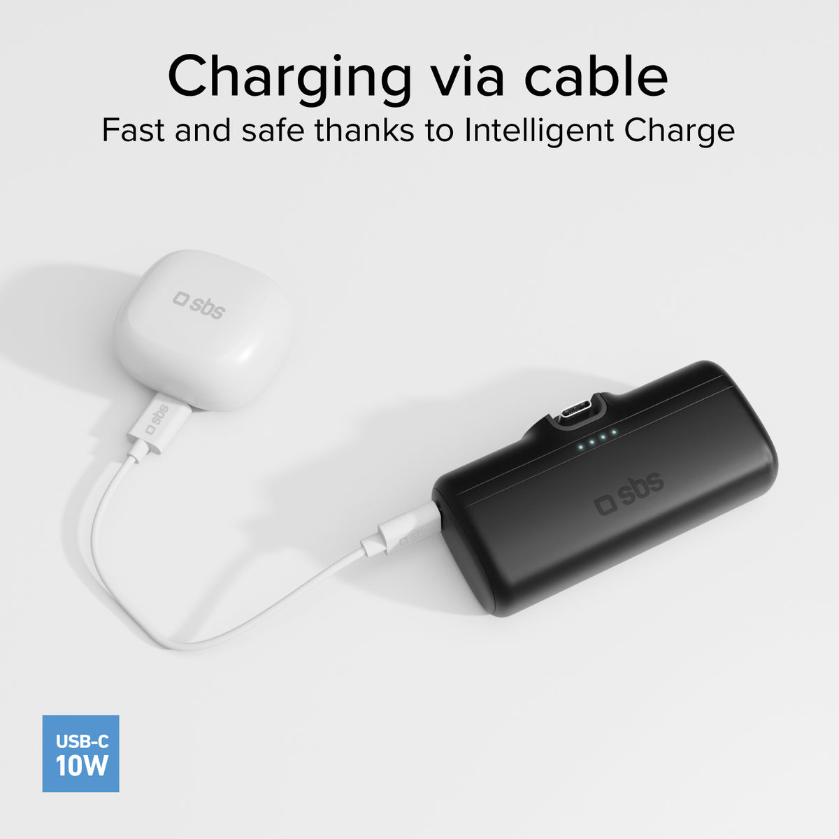 Powerbank 5000 mAh avec fonction support et câble intégré