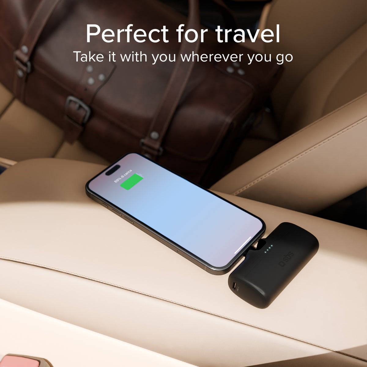 Powerbank 5000 mAh avec fonction support et câble intégré