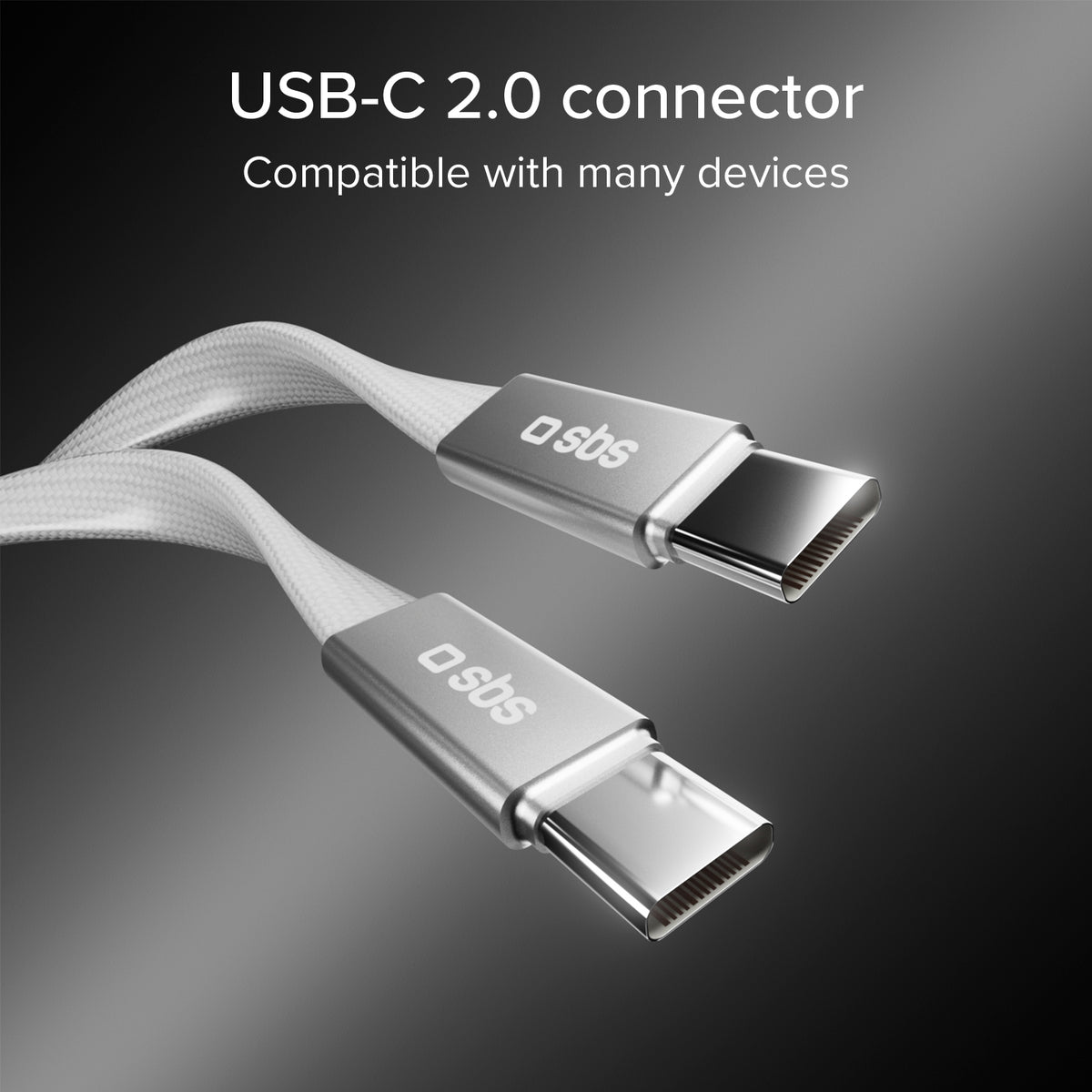 Câble fin pour charge et données avec connecteurs USB-C 2.0, 1 m