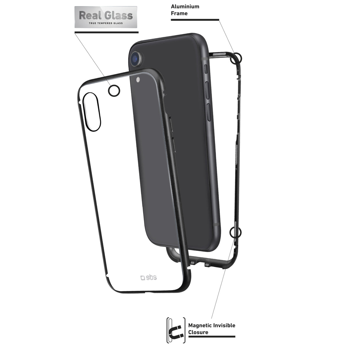 Cover aus Aluminium und Hartglas für iPhone XR