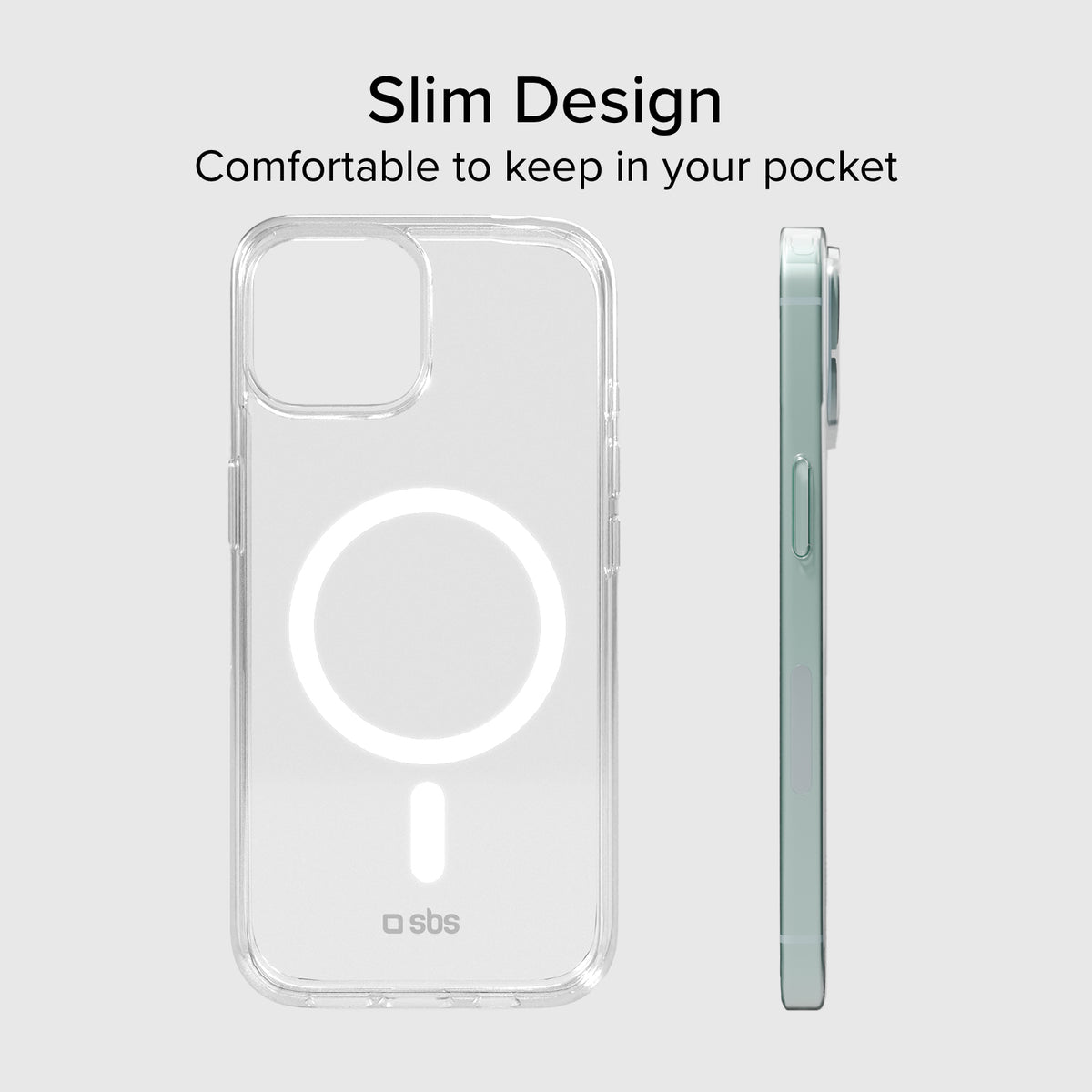 Rigid transparent case compatible with MagSafe charging for iPhone 14/13