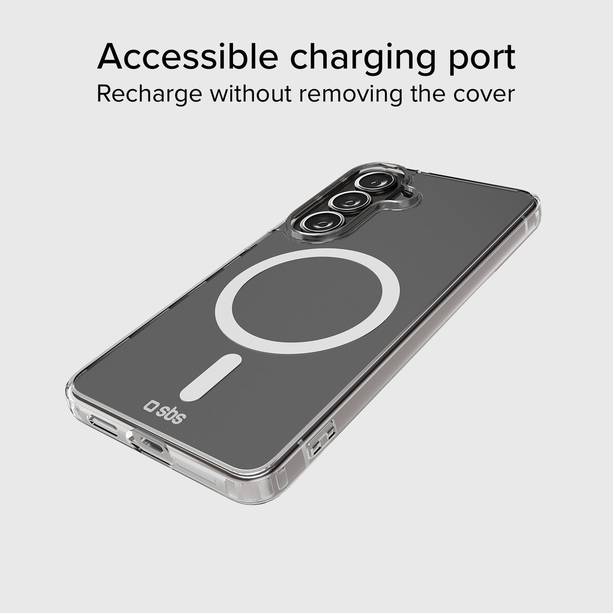 Transparent hard cover compatible with magnetic wireless charging for Samsung S26