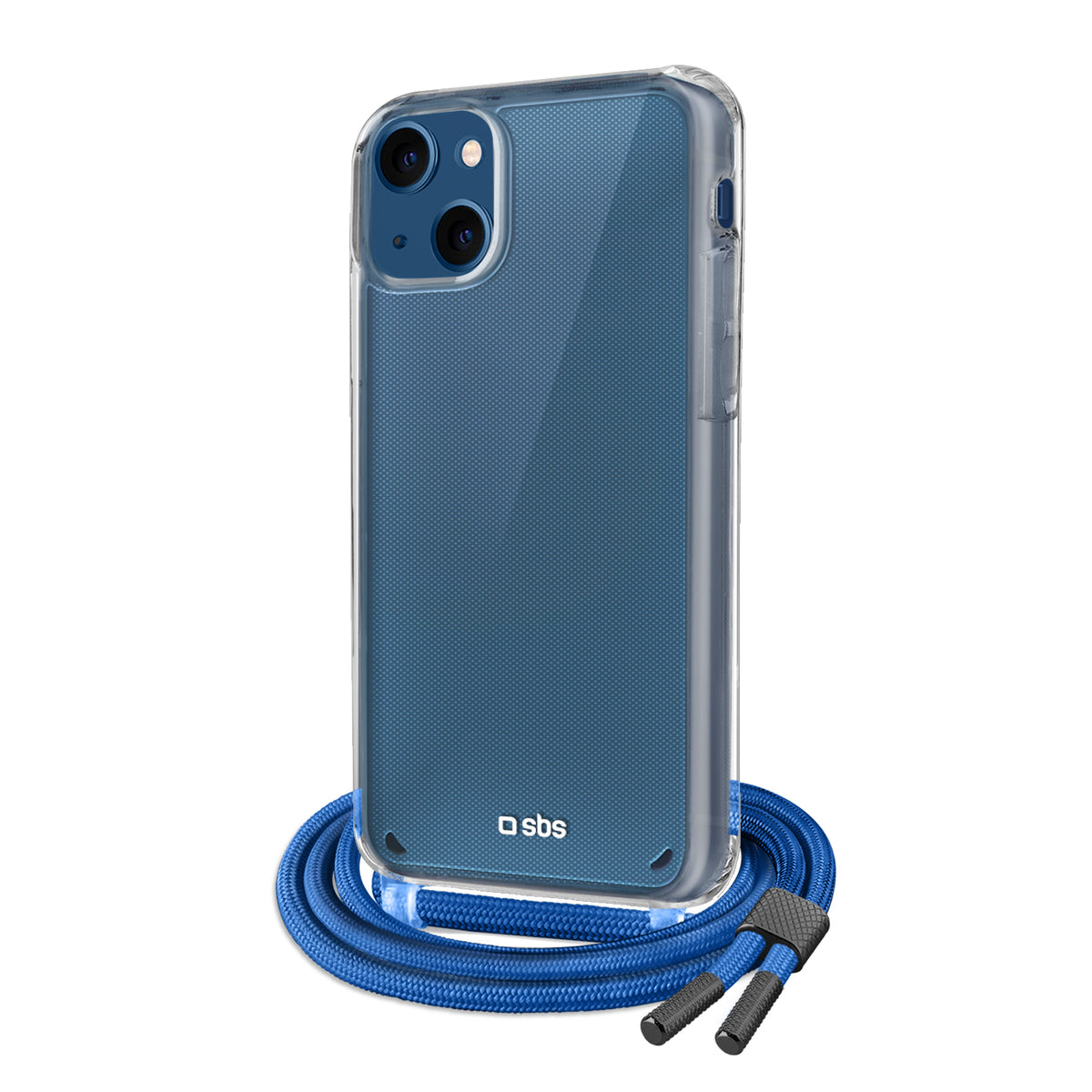 Transparent cover with coloured neck strap for iPhone 13