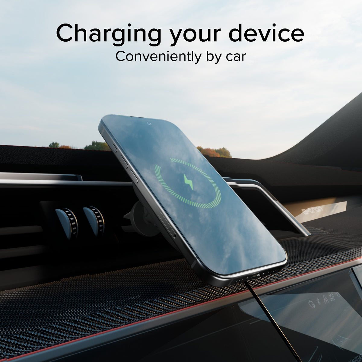 Support voiture pour iPhone compatible avec la charge MagSafe