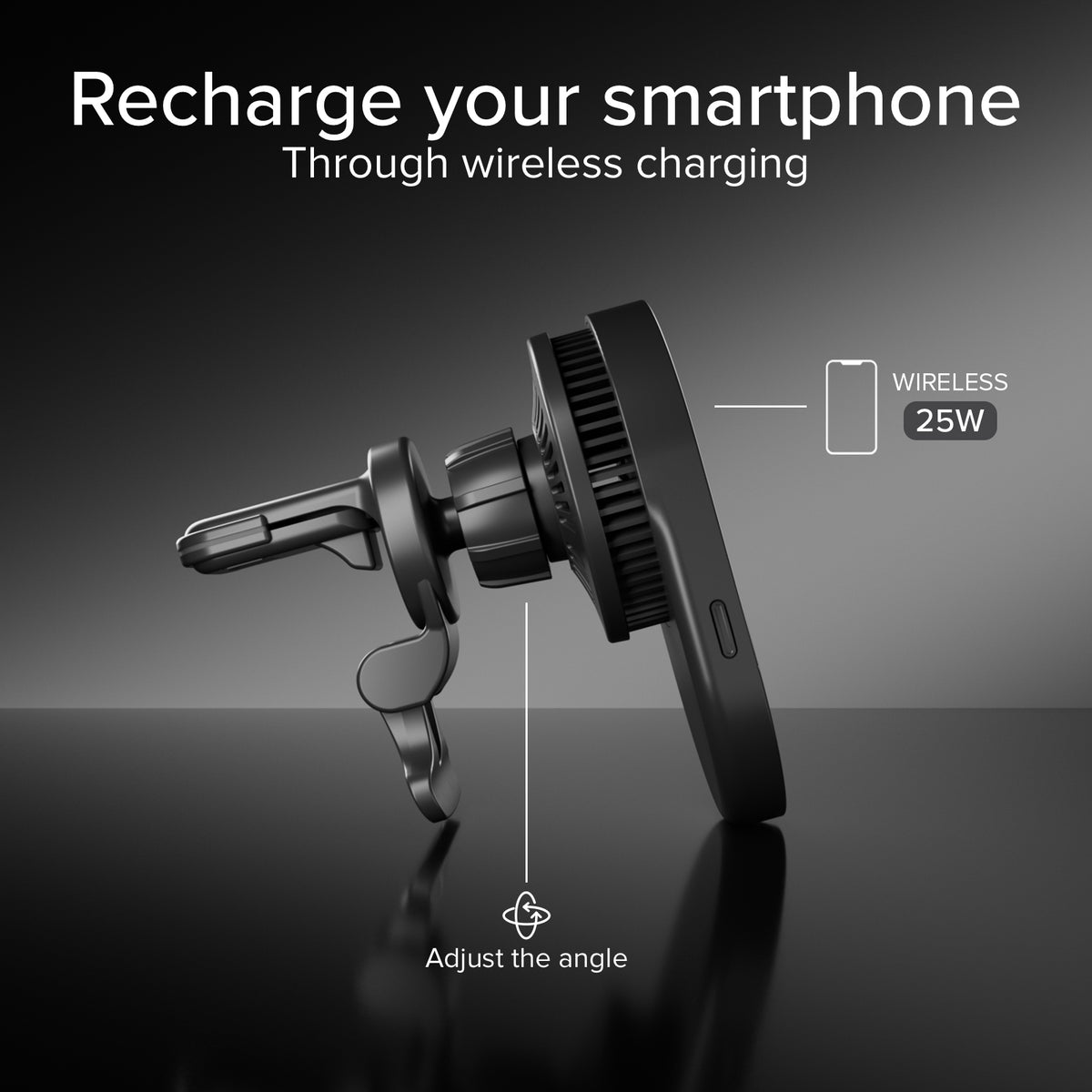 Support de voiture magnétique avec charge sans fil Qi2.2 25W