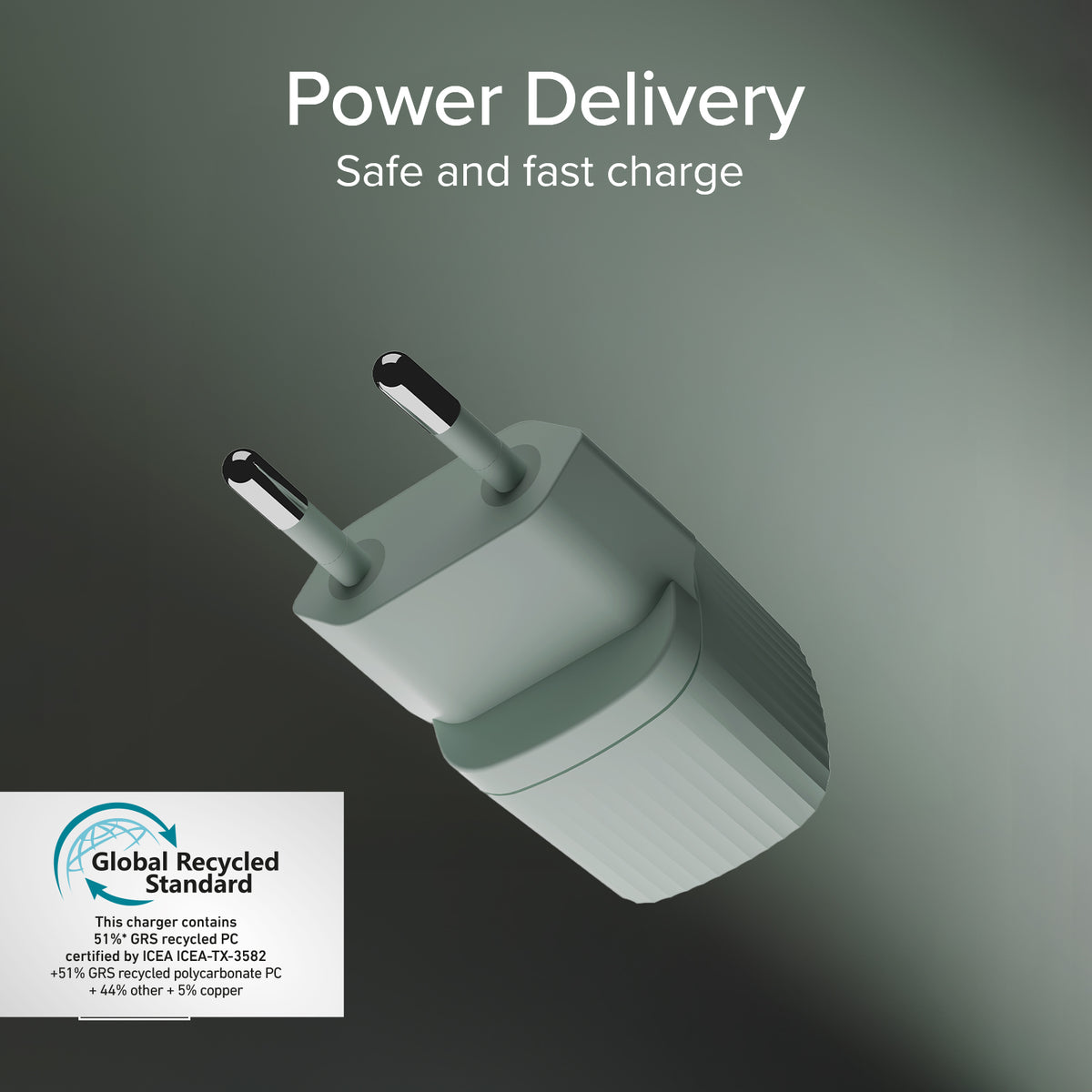 Chargeur fabriqué à partir de matériau recyclé GRS