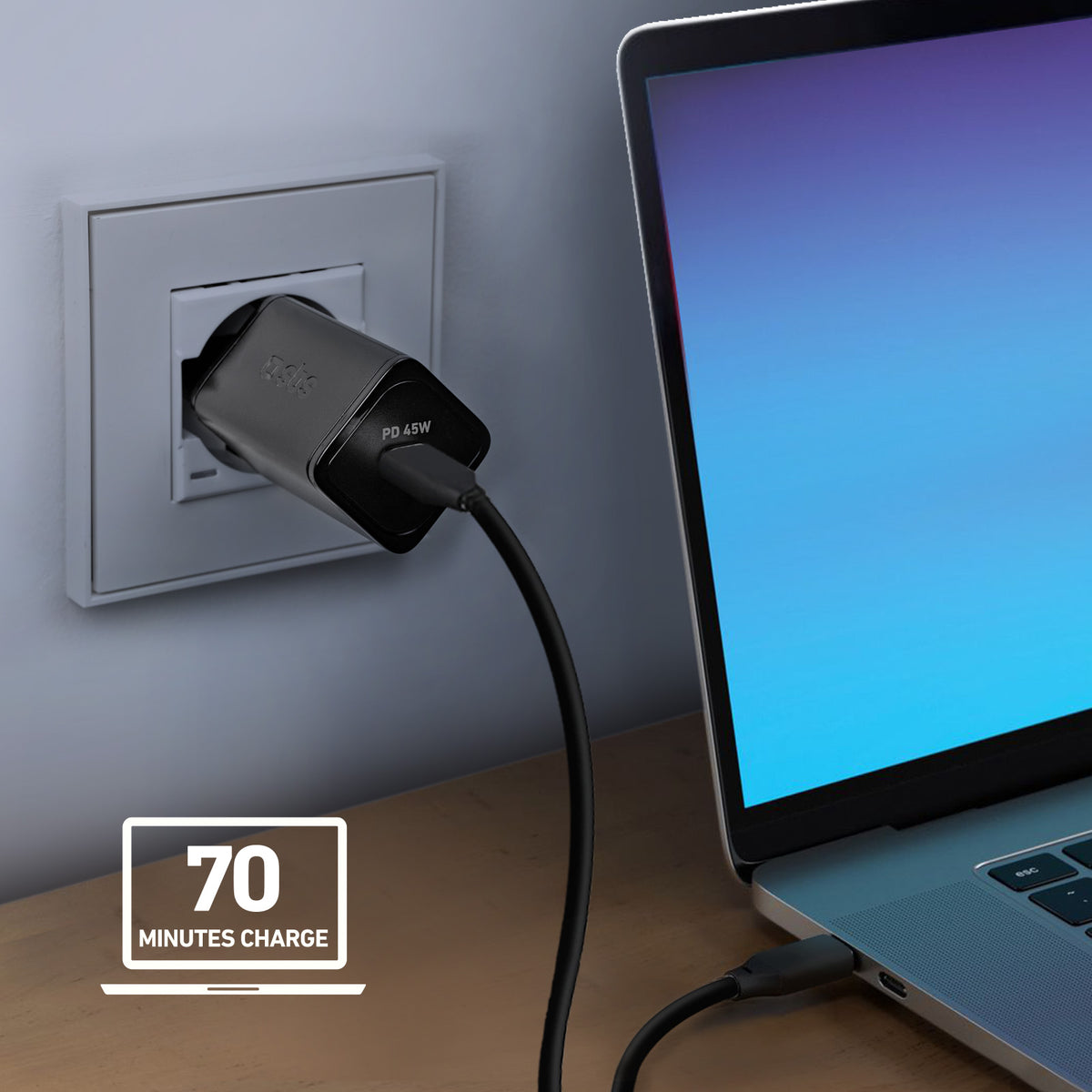 Chargeur mural GaN, 1 sortie USB-C Power Delivery 45W