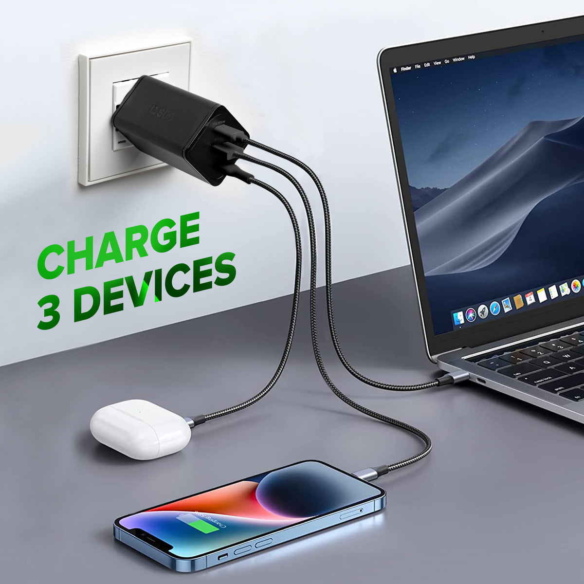 Chargeur de batterie GaN de 100 watts avec Power Delivery (PD)