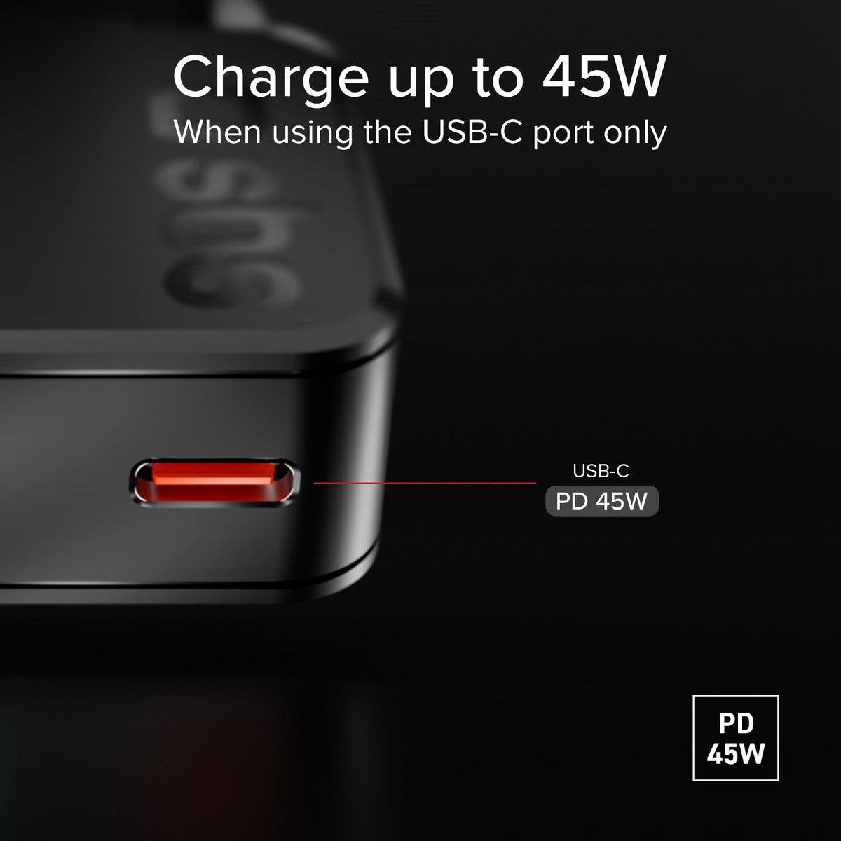 Chargeur mural ultra-mince USB-C de 45W avec double port